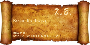 Kolm Barbara névjegykártya